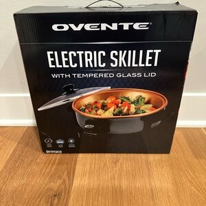 Ovente Electric Skillet with Tempered Glass Lid - Black